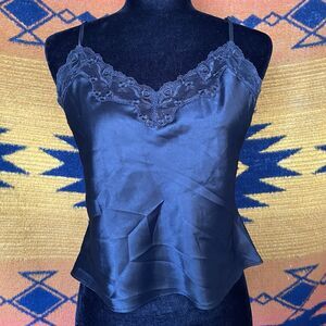 Y2K Victoria’s Secret Black Lace Polyester Cropped Camisole Tank. Small. Goth.
